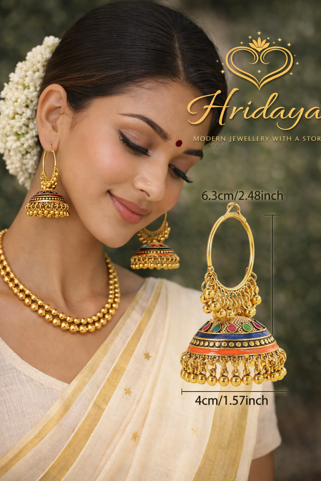 Hridaya Multicolor Boho Jhumka Hoop Earrings