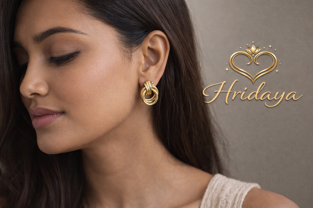 Hridaya Gold Knot Earrings – Elegant Minimal Loop Design