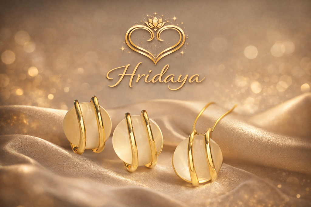 Hridaya Golden Aura Stainless Steel Moonstone Set
