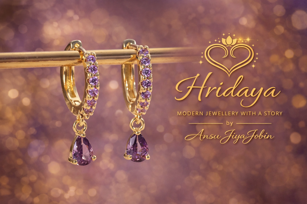 Hridaya Sparkling Zirconia Drop Huggie Earrings