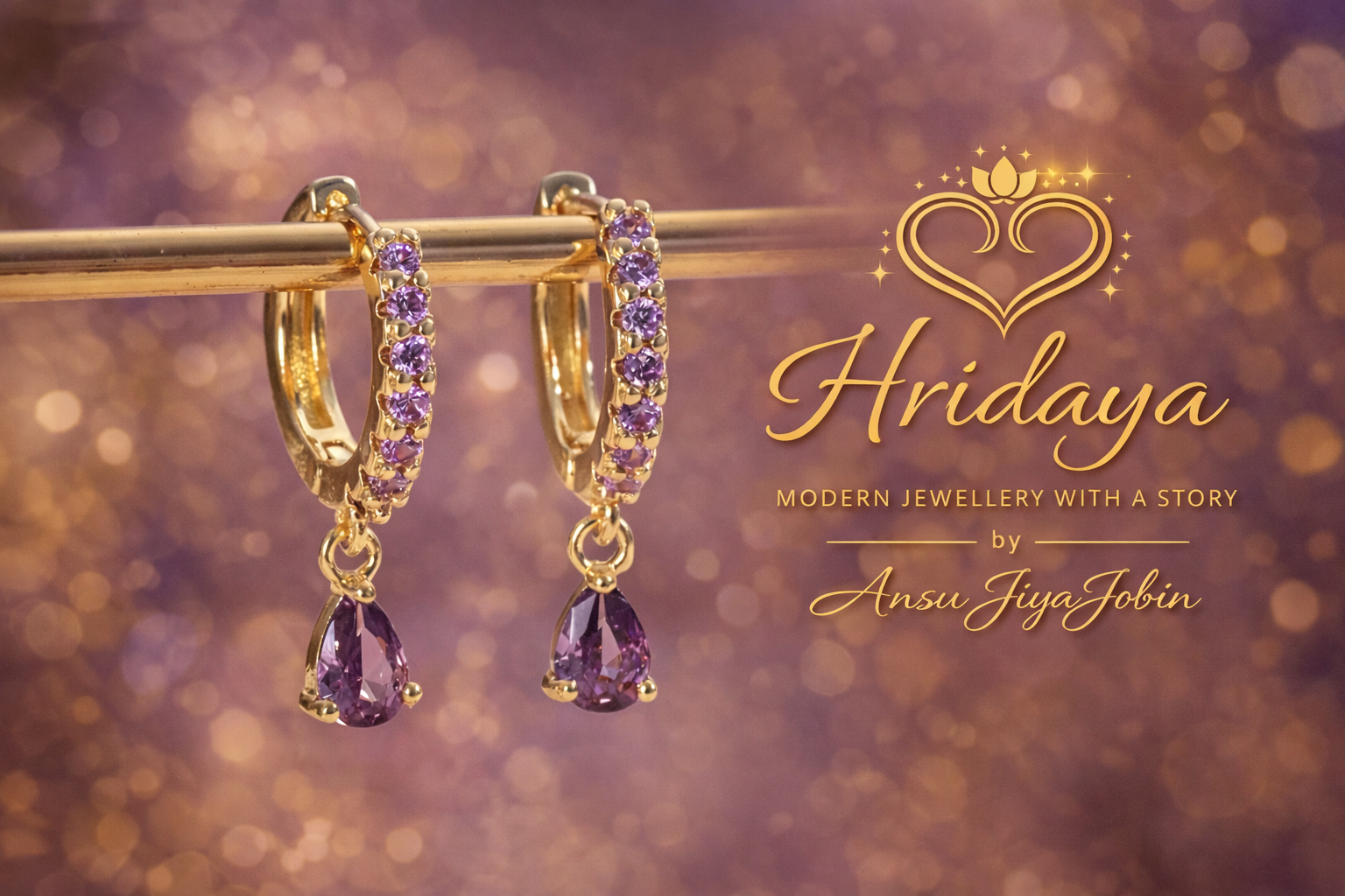 Hridaya Sparkling Zirconia Drop Huggie Earrings