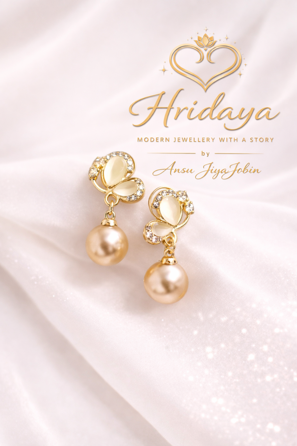 Hridaya Golden Pearl Drop Earrings