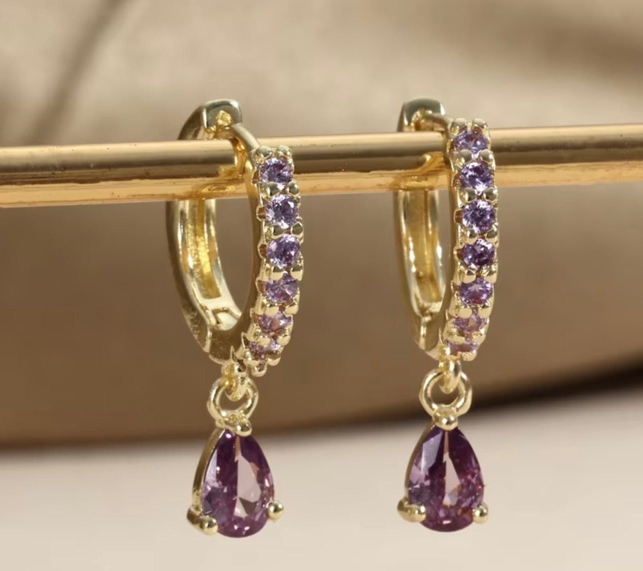 Hridaya Sparkling Zirconia Drop Huggie Earrings