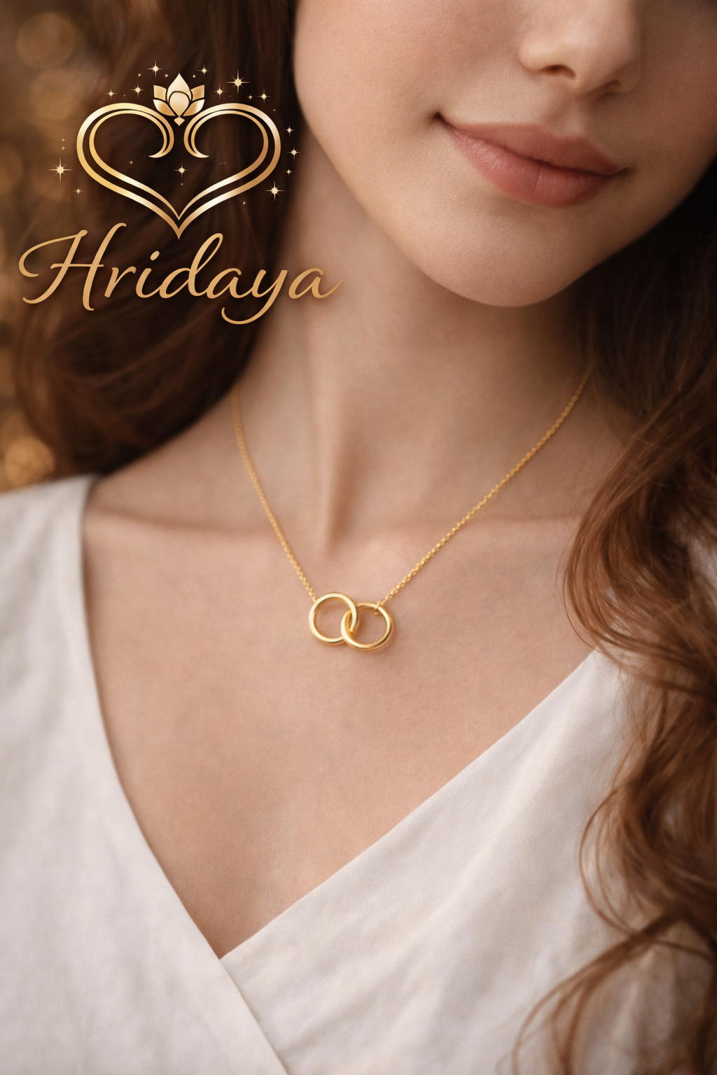 Hridaya Interlocked Rings Gold plated Necklace