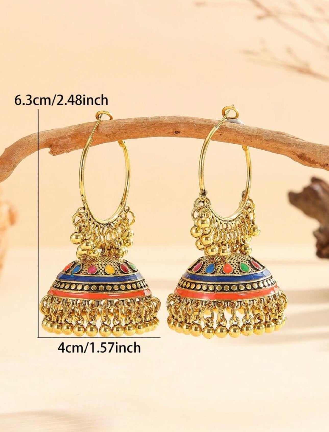 Hridaya Multicolor Boho Jhumka Hoop Earrings