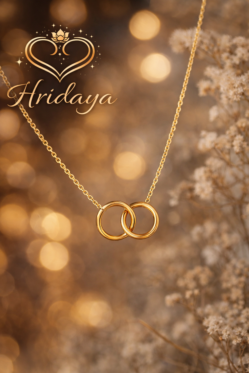 Hridaya Interlocked Rings Gold plated Necklace