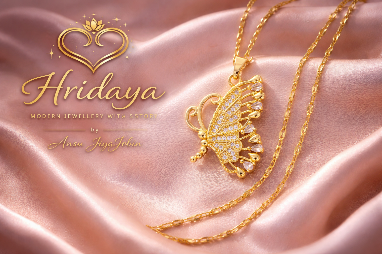 Hridaya Golden Butterfly Elegance Necklace
