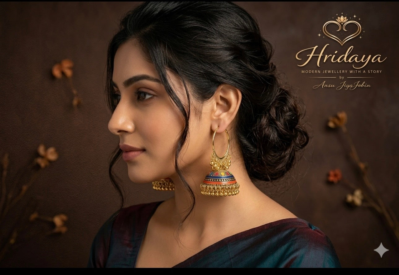Hridaya Multicolor Boho Jhumka Hoop Earrings