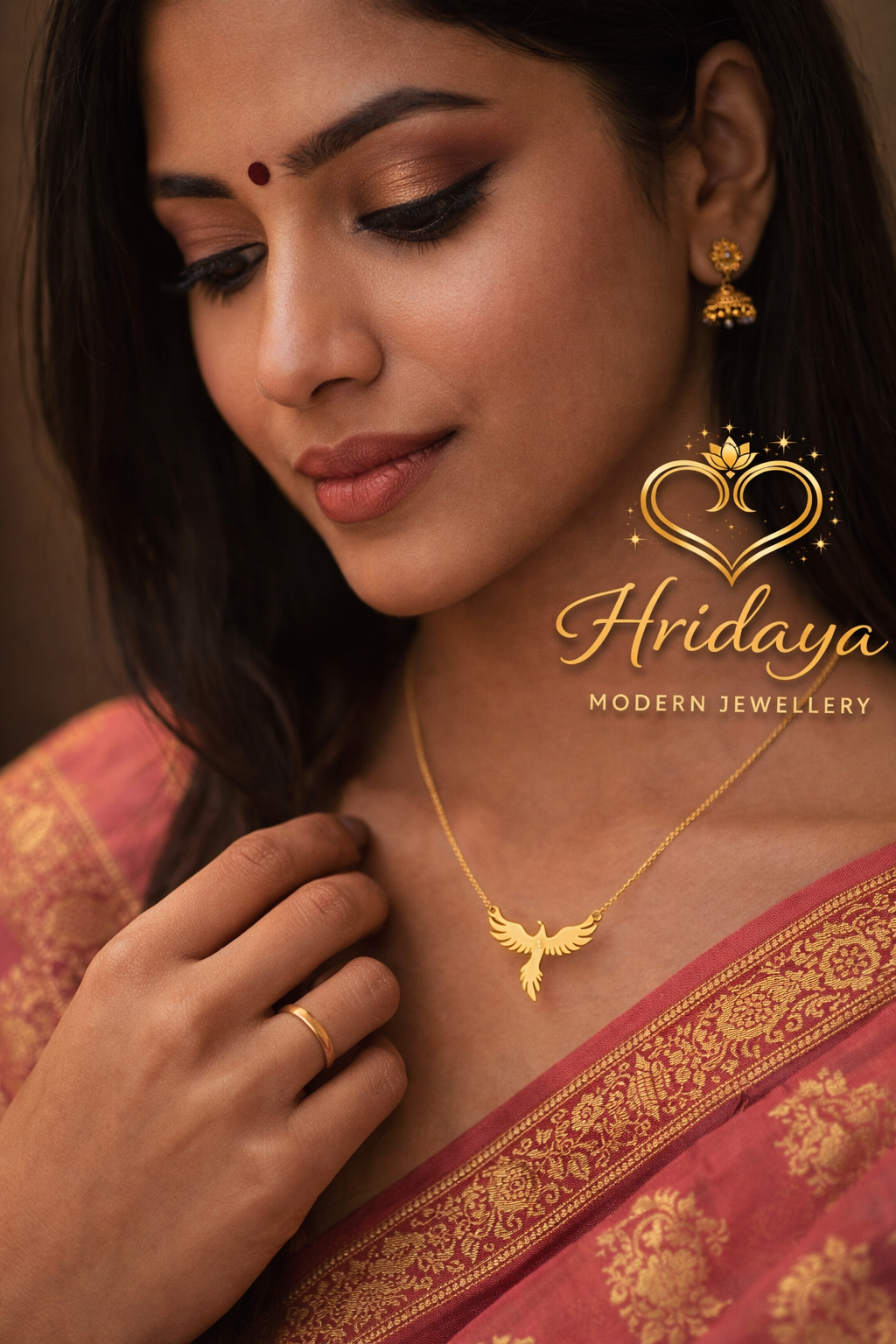 Hridaya Phoenix Wing Necklace – Elegant Gold Stainless Steel Pendant