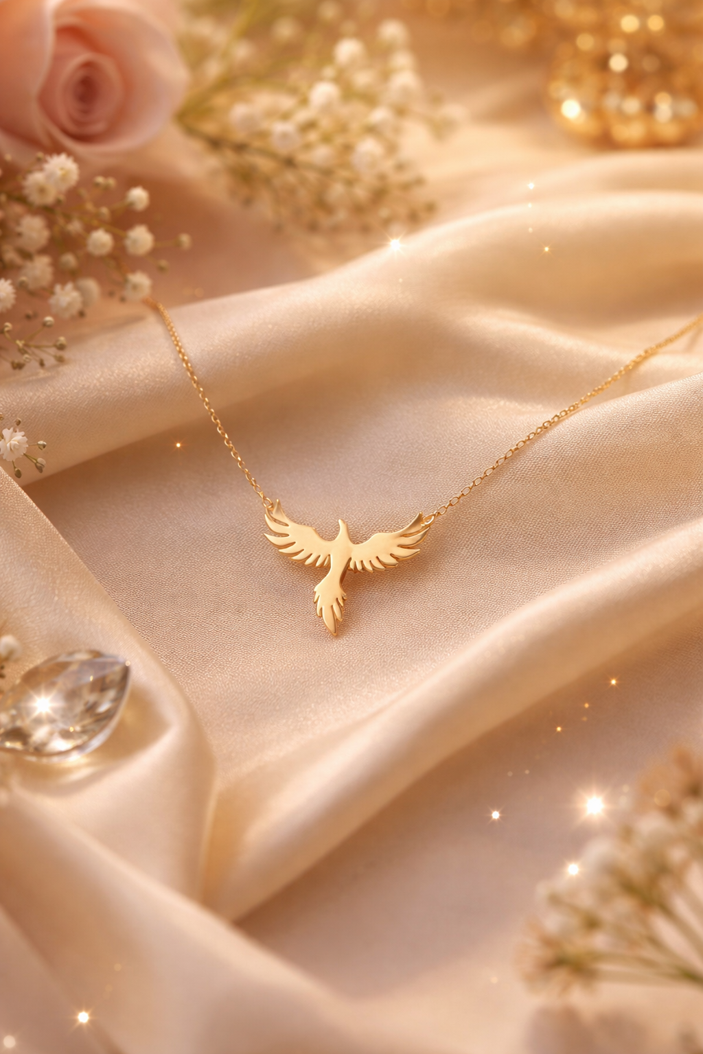 Hridaya Phoenix Wing Necklace – Elegant Gold Stainless Steel Pendant