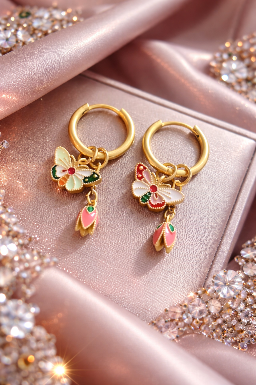 Hridaya Golden Garden Butterfly Hoops