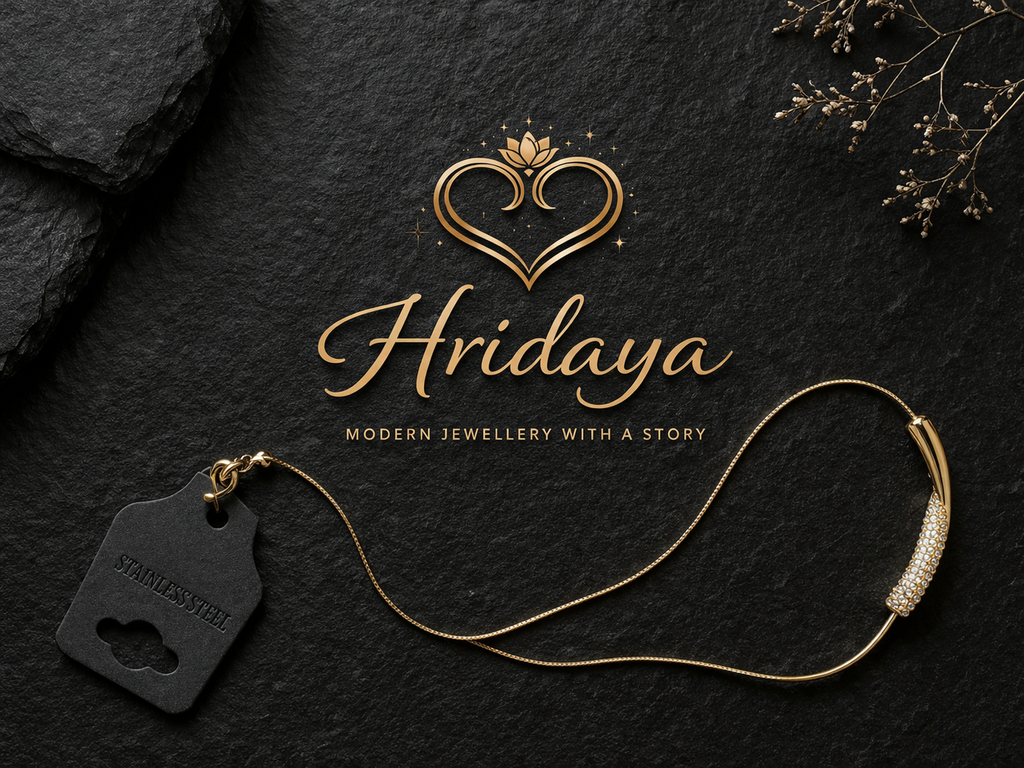 Hridaya Radiance Curve Necklace – 18 K Gold Rhinestone Elegance