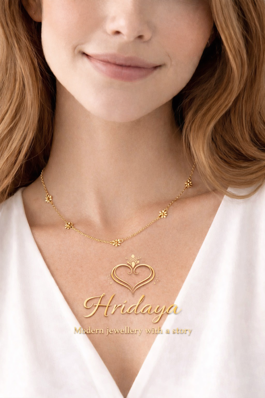✨ Hridaya – Elegant Gold Chain with Floral Charm