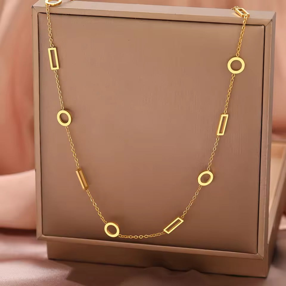 Hridaya Korean-Inspired Geometric Gold Necklace