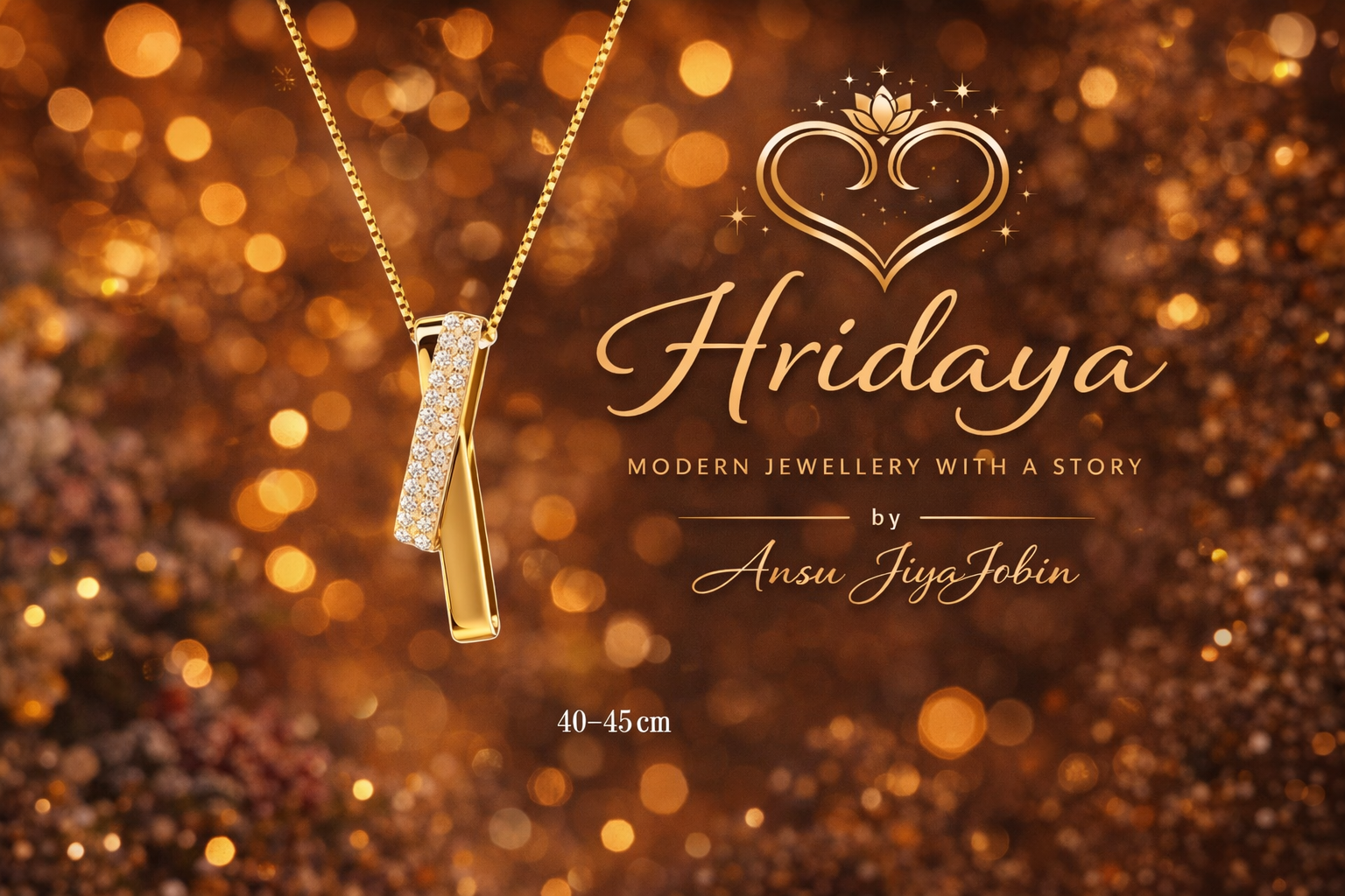 Hridaya Golden Elegance Crystal Bar Pendant Necklace